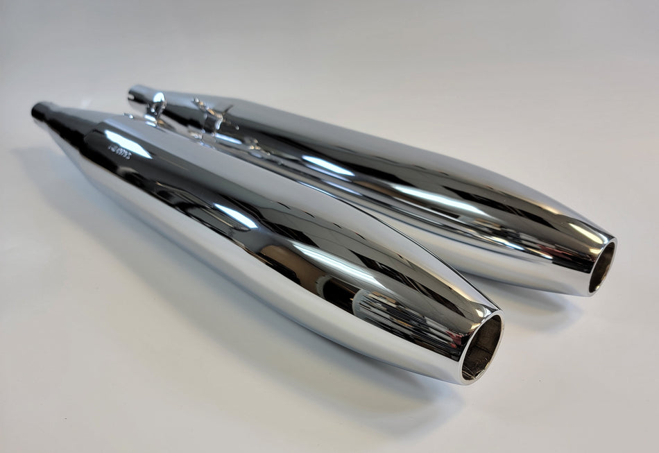 Moto Guzzi "Cigar" Style Chrome Muffler Set "Big Hole" V700 Ambassador Eldorado