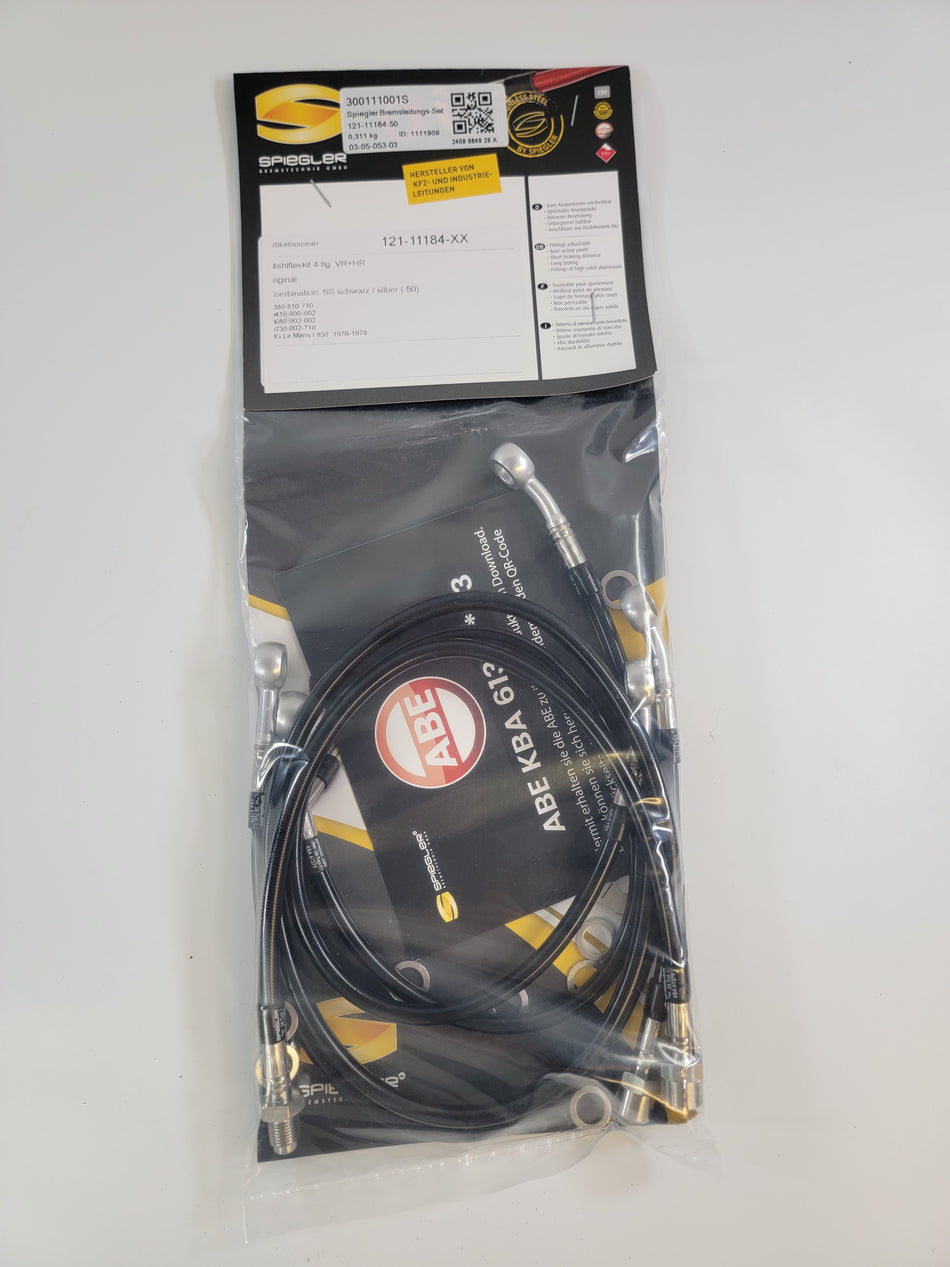 Moto Guzzi Black Brake Line 4 Hose Kit for LeMans I 300111001S