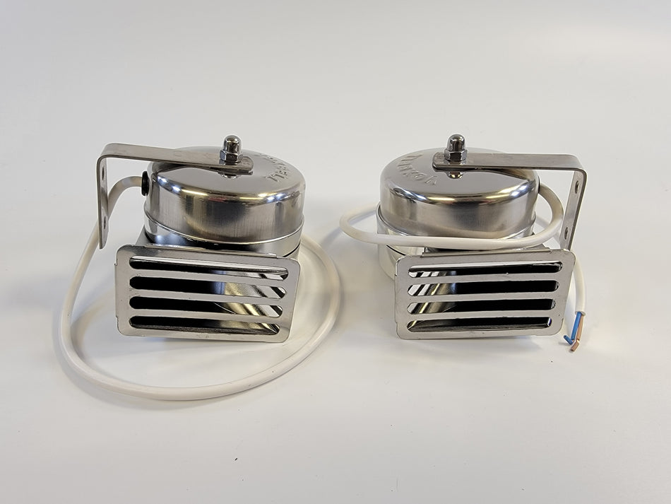 Moto Guzzi 12V Voxbell Horn Set Stainless Steel Eldorado Ambassador 28743760 28743761