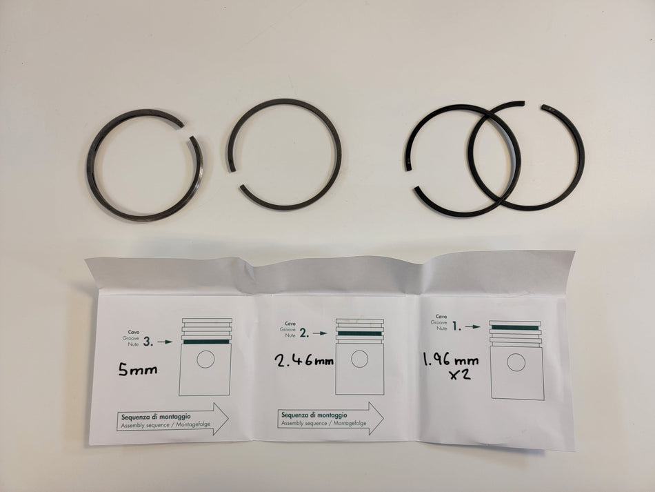 Moto Guzzi 83mm Steel Piston Ring Set Ambassador, Eldorado, 850 GT 13060900 / 13060800 / 13060700